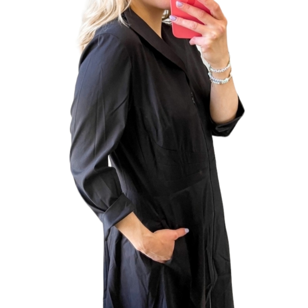 Lafayette 148 NY Collared A Line Shirt Dress Navy Size 2 Cotton - Picture 2 of 12